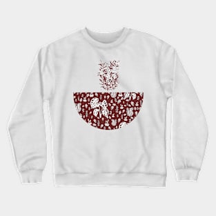 Dark Red Floral Pattern Crewneck Sweatshirt